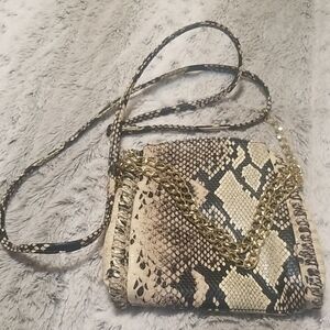 SNAKESKIN PRINT, MANMADE MATERIAL Small 7.5 X 7.5 Purse EUC
